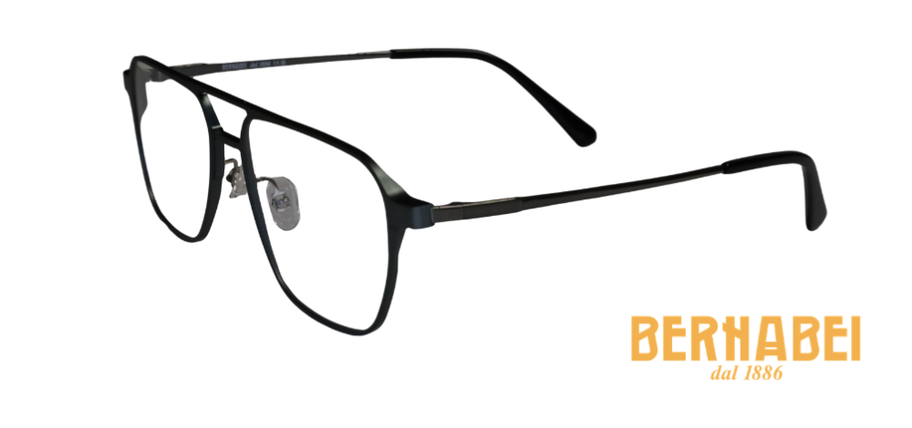 occhiali da vista con clip da sole metallo blu scuro satinato