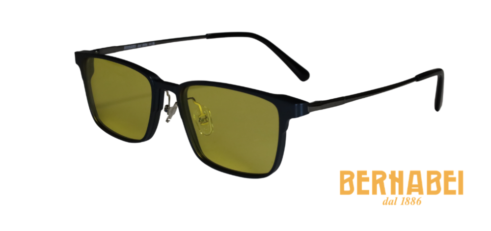 ZURIGO CON CLIP DA SOLE 9704 blu scuro satinato metallo lenti clip gialle