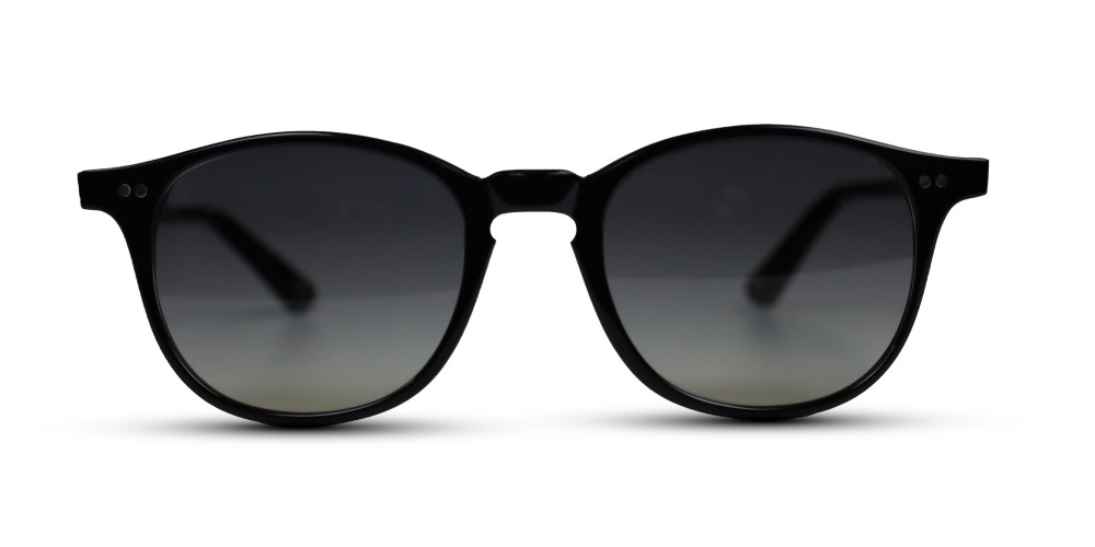 efesto occhiali da sole neri lenti grigio sfumato