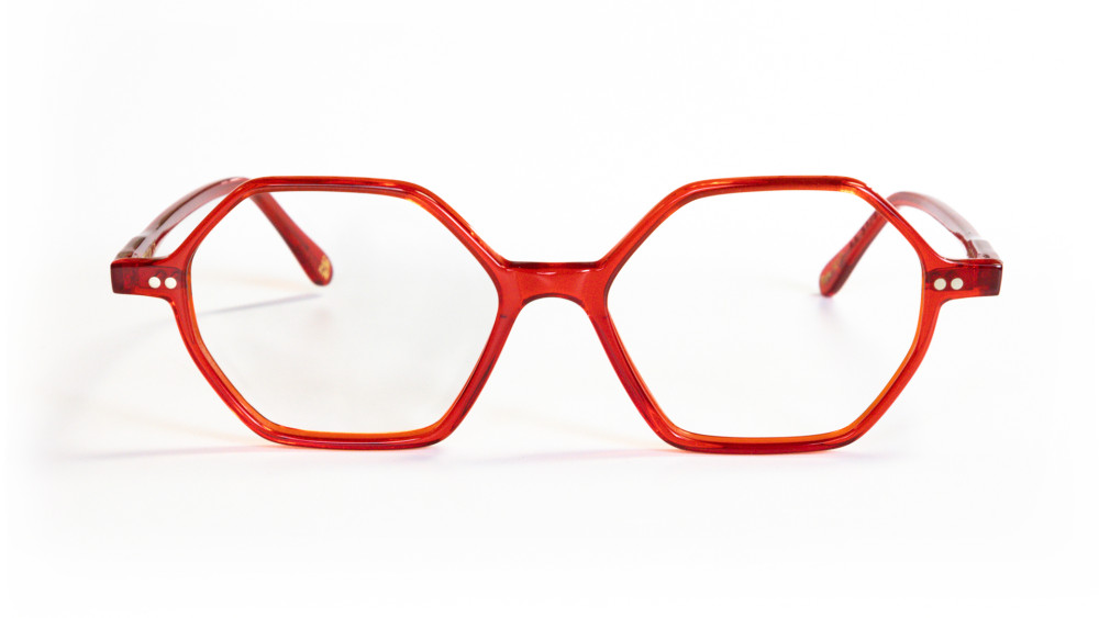 Occhiali da vista in rosso modello Pan linea Bernabei