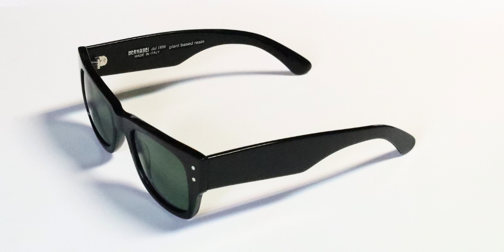 occhiali da sole neri in acetato di cellulosa montatura spessa