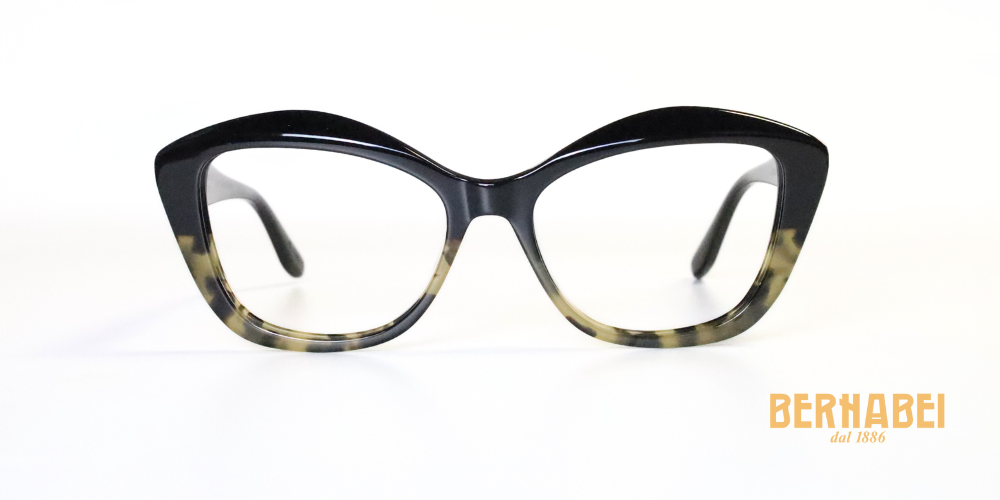 occhiali da vista neri con inserti tartarugati