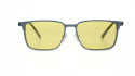 occhiali da vista grigio metallizzato con clip da sole gialle