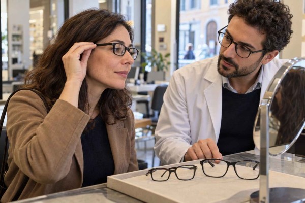 Occhiali per miopia elevata: montature che contengono lo spessore delle lenti